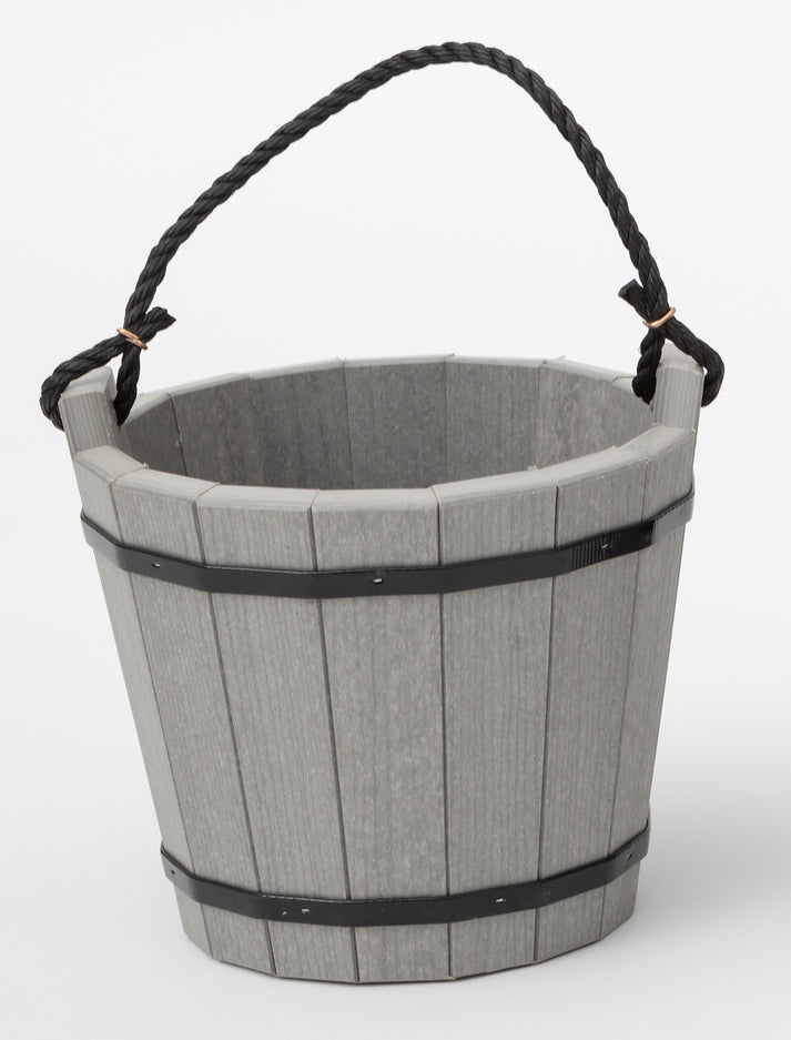 Handmade Rustic Bucket with Rope Handle - Wood & Poly | Charred ...