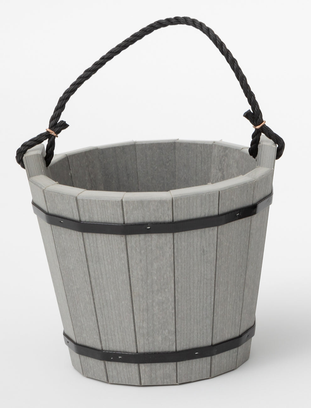 Handmade Rustic Bucket with Rope Handle - Wood & Poly | Charred ...